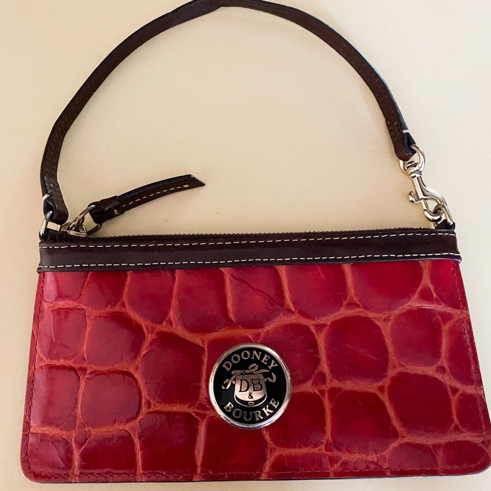 Dooney & Bourke Red and Brown Croc-Embossed Wristlet

Perfect Condition! Used